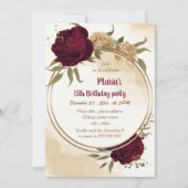 Invitation Anniversaire botanique en or beige vert marron (Devant)