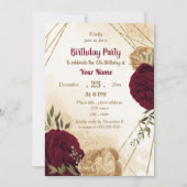 Invitation Anniversaire botanique en or beige vert marron (Devant)