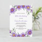 Invitation Anniversaire botanique floral de Violet Aster (Debout devant)