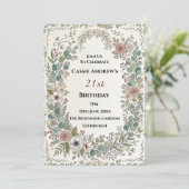 Invitation Anniversaire Botanique Grise Étape (Debout devant)