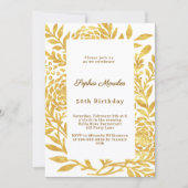 Invitation Anniversaire botanique or blanc (Devant)