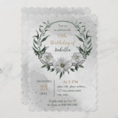 Invitation anniversaire botanique romantique de fleurs blanch (Devant / Derrière)