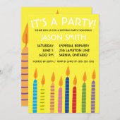 Invitation Anniversaire Bougies fête d'anniversaire (Devant / Derrière)