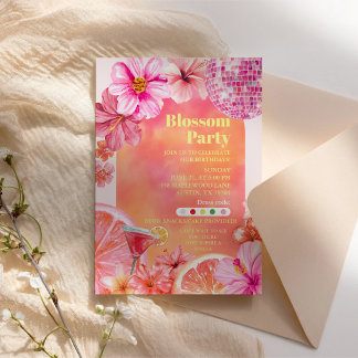 Invitation Anniversaire Boule à Facettes Fleurie A
