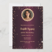 Invitation Anniversaire Bourgogne diamants parties scintillan (Devant)