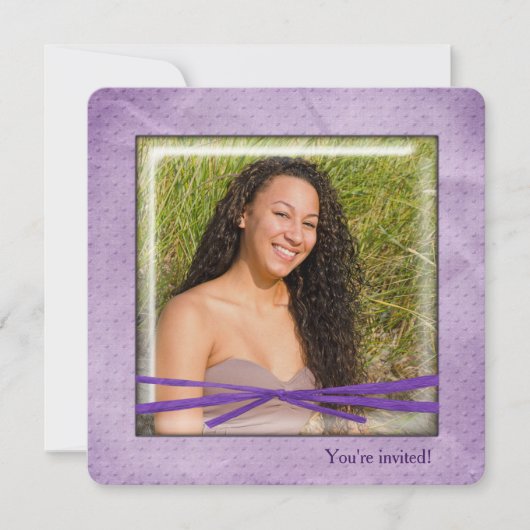 Invitation Anniversaire Bow sur cadre photo (Devant)