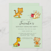 Invitation Anniversaire Bowling à Dix Quilles pour Enfants (Devant / Derrière)