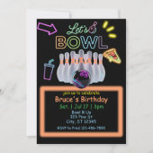 Invitation Anniversaire Bowling Néon (Devant)