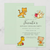 Invitation Anniversaire Bowling pour Enfants à Dix Quilles (Devant / Derrière)