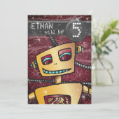 Invitation Anniversaire Boy Robot Comic Book Hero Space SciFi (Debout devant)