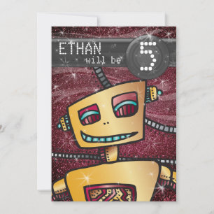 Invitation Anniversaire Boy Robot Comic Book Hero Space SciFi