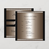 Invitation Anniversaire Bronze Noir Rose Arc (Devant / Derrière)