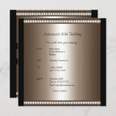 Invitation Anniversaire Bronze Noir Rose Bow (Devant / Derrière)