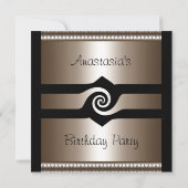 Invitation Anniversaire Bronze Noir Rose Bow (Dos)