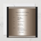 Invitation Anniversaire Bronze Noir Rose Bow (Devant)