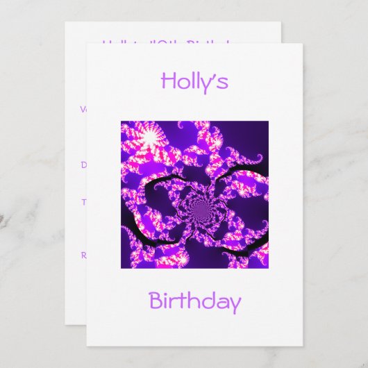 Invitation Anniversaire Brouillard violet blanc (Devant / Derrière)