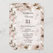 Invitation Anniversaire Brown rose pâle (Devant / Derrière)