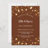Invitation Anniversaire brun or étoiles luxe (Devant)
