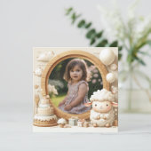 Invitation Anniversaire Cadre ovin pour la photo (Debout devant)