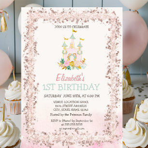 Invitation Anniversaire Cadre Paillettes Château A