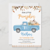 Invitation Anniversaire Camion Citrouille Bleue (Devant)