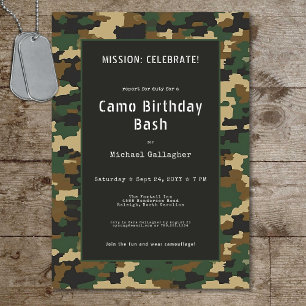 Invitation Anniversaire Camouflage Militaire Soldat