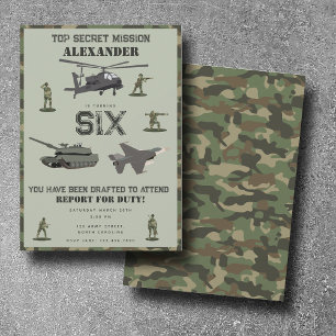 Invitation Anniversaire Camouflage Militaire Vert Camo Armée