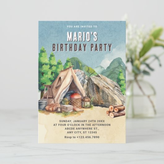 Invitation Anniversaire camping (Debout devant)
