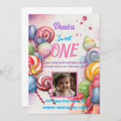 Invitation Anniversaire Candy Land Sweet Thème (Devant / Derrière)