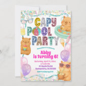 Invitation anniversaire Capybara Pool Party paille (Devant)