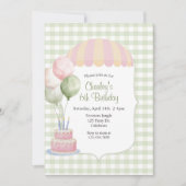 Invitation Anniversaire Carnaval Pastel | Vintage | Gingham (Devant)