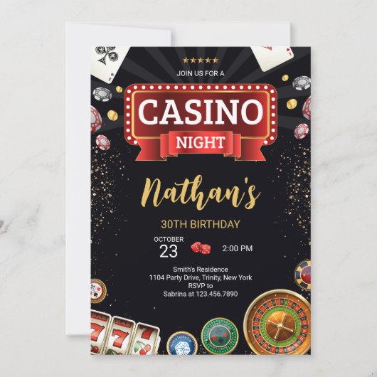 Invitation Anniversaire Casino (Devant)