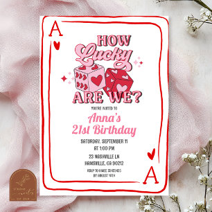 Invitation anniversaire casino rétro rose