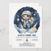 Invitation Anniversaire céleste de l'astronaute céleste (Devant / Derrière)