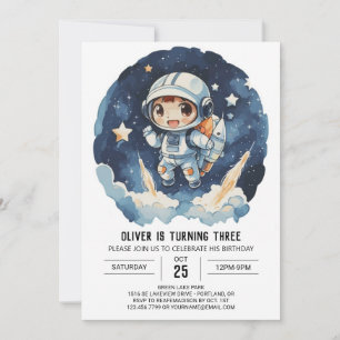 Invitation Anniversaire céleste de l'astronaute céleste