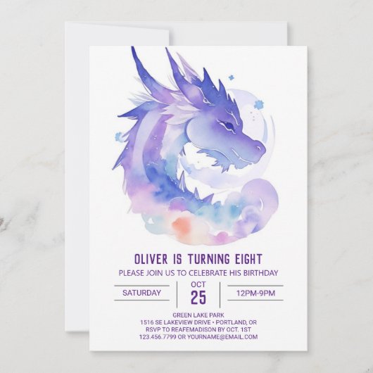 Invitation Anniversaire céleste du Dragon de Bébé (Devant)