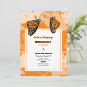 Invitation Anniversaire C'est une fête Orange Monarque Papill (Debout devant)