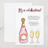 Invitation anniversaire champagne célébrer (Devant / Derrière)