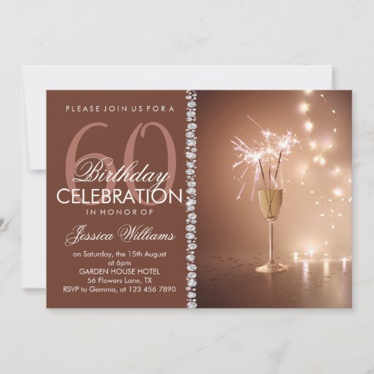 Invitation Anniversaire Champagne & Étoiles (Devant)