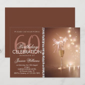 Invitation Anniversaire Champagne & Étoiles (Devant / Derrière)