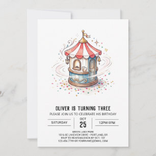 Invitation Anniversaire Chapiteau Cirque Rayé Rouge