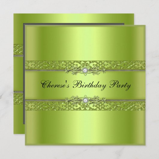 Invitation Anniversaire Chartreuse Diamant Noir (Devant / Derrière)
