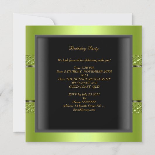 Invitation Anniversaire Chartreuse Diamant Noir (Dos)