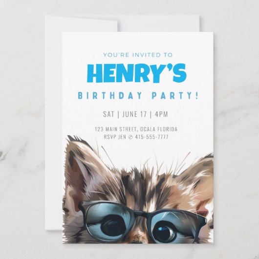 Invitation Anniversaire Chat (Devant)