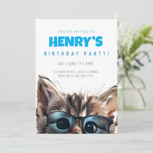 Invitation Anniversaire Chat (Debout devant)