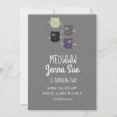 Invitation Anniversaire Chat Adorable Gris Fête (Devant)