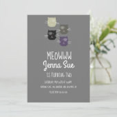 Invitation Anniversaire Chat Adorable Gris Fête (Debout devant)