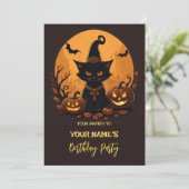 Invitation Anniversaire chat halloween  (Debout devant)