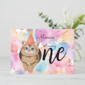 Invitation anniversaire chaton premier anniversaire (Debout devant)