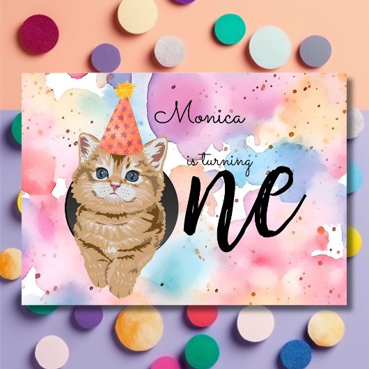 Invitation anniversaire chaton premier anniversaire